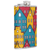 都市抽象芸術:ヴィンテージ都市パターン フラスク (右)