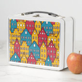 都市抽象芸術:ヴィンテージ都市パターン メタルランチボックス (インサイチュ)