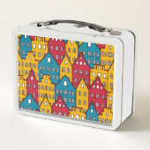 都市抽象芸術:ヴィンテージ都市パターン メタルランチボックス (裏面)