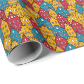 都市抽象芸術:ヴィンテージ都市パターン ラッピングペーパー (ロールコーナー)