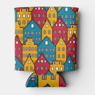 都市抽象芸術:ヴィンテージ都市パターン 缶クーラー