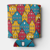 都市抽象芸術:ヴィンテージ都市パターン 缶クーラー (裏面)