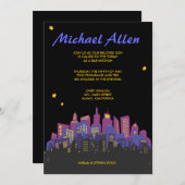 都市景観のバーのバルミツワーの招待状の招待 招待状 (正面/裏面)