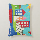 都市景観のヨットおよび熱気の気球 アクセントクッション (正面(垂直))