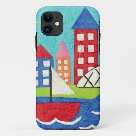 都市景観のヨットおよび熱気の気球 Case-Mate iPhoneケース (裏面)