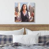 都市景観の中で権限を持つ女性 – 抽象芸術 キャンバスプリント (インサイチュ (寝室))