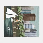 都市景観 フリースブランケット (正面(横))