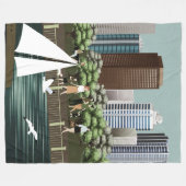 都市景観 フリースブランケット (正面(横))