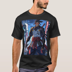 都市浪人ネオンサムライアニメTシャツ Tシャツ