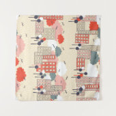 都市生活：シームレスパターン タペストリー (正面(横))