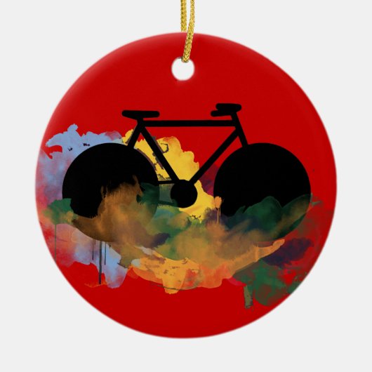 都市自転車アートグラフィックイラストレーション セラミックオーナメント (正面)