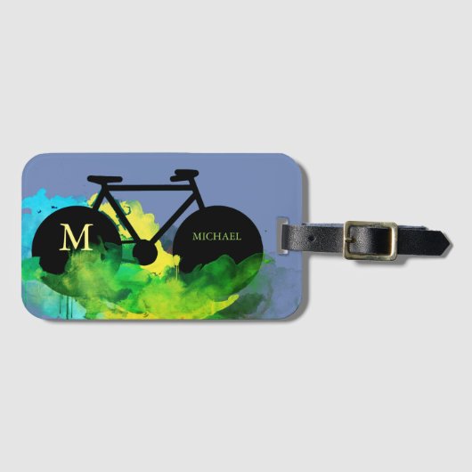 都市自転車アートグラフィックイラストレーション ラゲッジタグ (正面横)