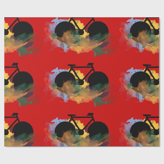 都市自転車アートグラフィックイラストレーション ラッピングペーパー (フラット)