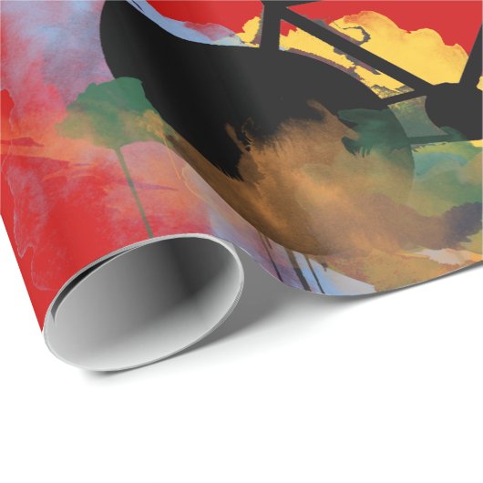 都市自転車アートグラフィックイラストレーション ラッピングペーパー (ロールコーナー)