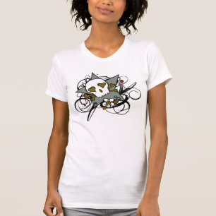 都市芸術的なスカルの星の入れ墨 Tシャツ