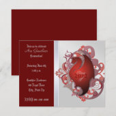 都市赤いファンタジーのドラゴンの卒業の招待状 招待状 (正面/裏面)