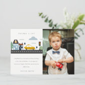 都市車の道路の写真任意の年齢誕生日 サンキューカード (スタンド正面)