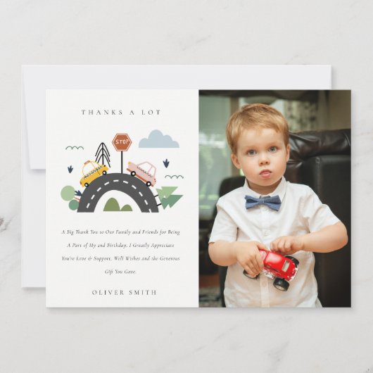 都市車の道路の写真任意の年齢誕生日 サンキューカード (正面)