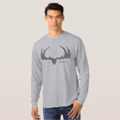 都市迷彩柄のアメリカヘラジカのスカル Tシャツ (正面フル)