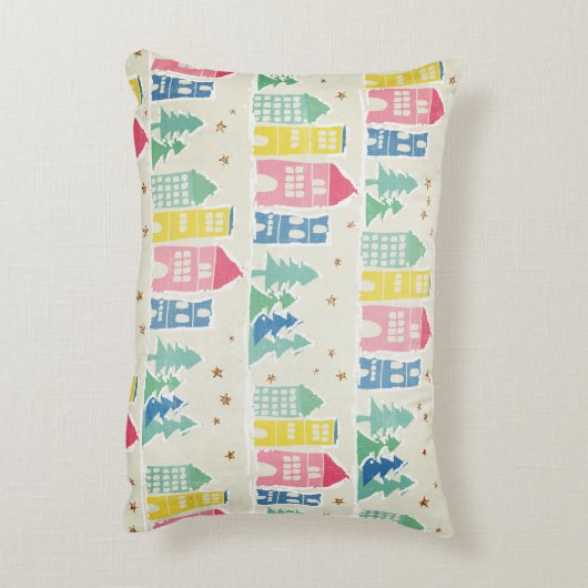 都市通りのライト背景、緑のグラデーションストライプ アクセントクッション (裏面(縦))