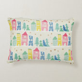 都市通りのライト背景、緑のグラデーションストライプ アクセントクッション (裏面)