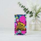 都市都市グラフィティ絵を描（ばちゃばちゃ）跳ねるデザインカラフル 名刺 (スタンド正面)