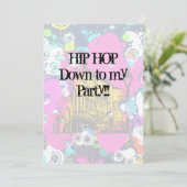 都市都市グラフィティ絵を描（ばちゃばちゃ）跳ねるヒップホップパーティー 招待状 (スタンド正面)