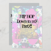 都市都市グラフィティ絵を描（ばちゃばちゃ）跳ねるヒップホップパーティー 招待状 (正面/裏面)