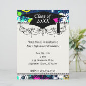 都市都市グラフィティ絵を描（ばちゃばちゃ）跳ねる卒業 招待状 (スタンド正面)