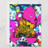 都市都市グラフィティ絵を描（ばちゃばちゃ）跳ねる卒業 招待状 (裏面)