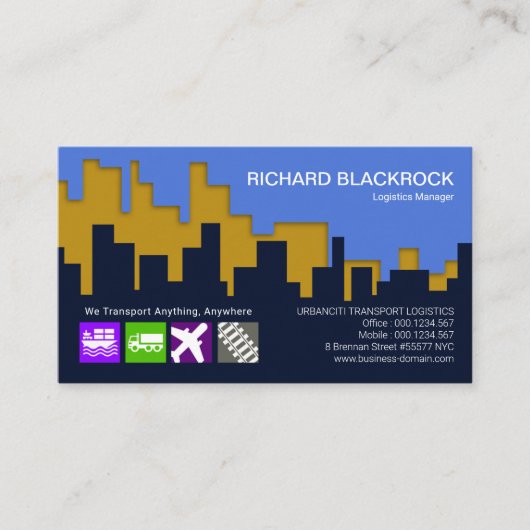 都市都市スカイラインのシルエットの兵站学 名刺 (正面)