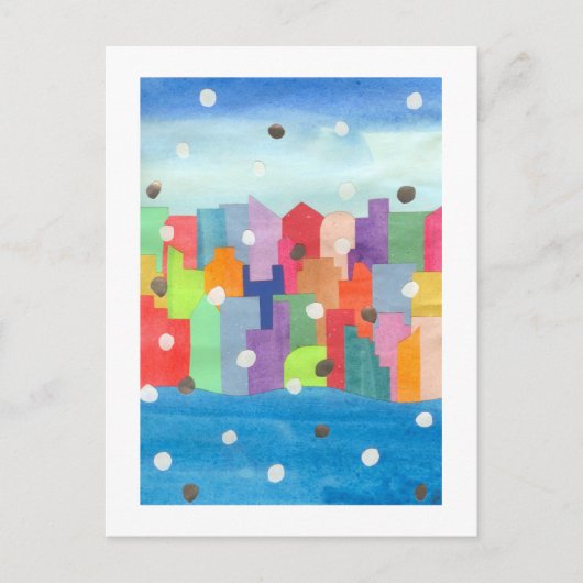 都市雪の嵐 ポストカード (正面)