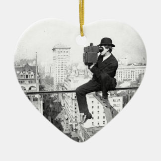 都市高層ヴィンテージの写真の旧式なカメラ セラミックオーナメント