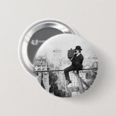 都市高層ヴィンテージの写真の旧式なカメラ 缶バッジ (正面&裏面)