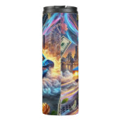 都市鮮やかを背景にしたブルーマッスルカー タンブラー (裏面)