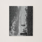 都市-シカゴのスカイライン及び海軍桟橋BW ジグソーパズル (縦)