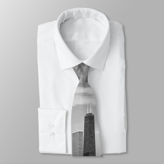 都市-シカゴのスカイライン及び海軍桟橋BW ネクタイ (タイ)