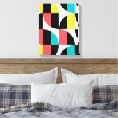 都市、トレンディー、カラフル、グラフィックモダンパターン キャンバスプリント (インサイチュ (寝室))