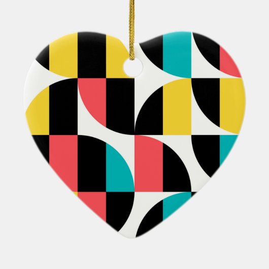 都市、トレンディー、カラフル、グラフィックモダンパターン セラミックオーナメント (裏面)