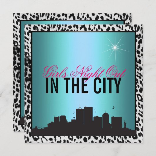 都市、誕生日の女の子夜 招待状 (正面/裏面)