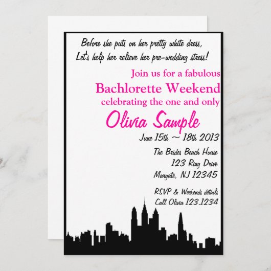 都市Bachloretteの招待状 招待状 (正面/裏面)