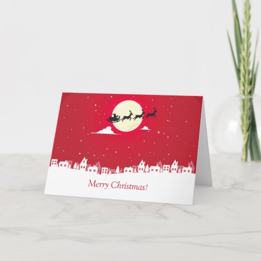 都市Chrismasカードに飛んでいるサンタクロース シーズンカード (正面)