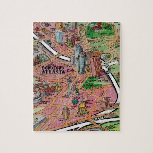 都心のアトランタジョージアの漫画の地図 ジグソーパズル (縦)