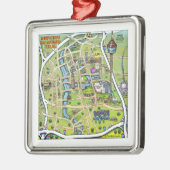 都心のサン・アントニオの漫画の地図 メタルオーナメント (左)