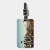都心のシアトルのスカイラインおよび宇宙の針 ラゲッジタグ (正面縦)