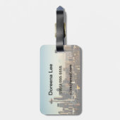 都心のシアトルのスカイラインおよび宇宙の針 ラゲッジタグ (裏面縦)