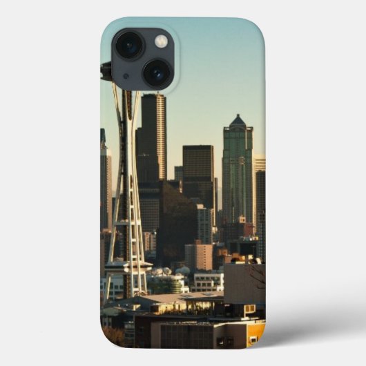 都心のシアトルのスカイラインおよび宇宙の針 Case-Mate iPhoneケース (裏面)