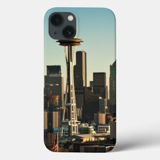 都心のシアトルのスカイラインおよび宇宙の針 Case-Mate iPhoneケース (裏面)