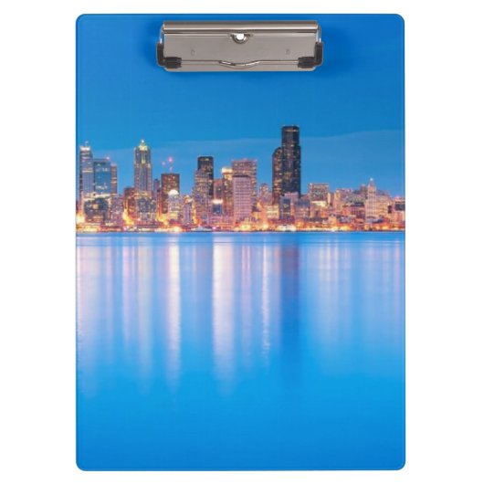都心のシアトルの青い時間の眺め クリップボード (正面)