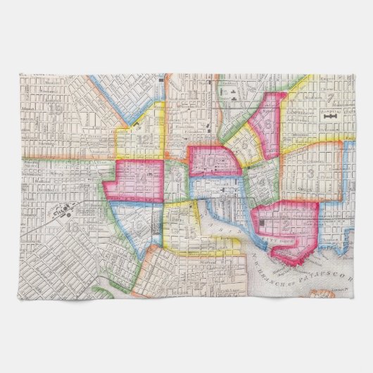 都心のボルティモア(1860年)のヴィンテージの地図 キッチンタオル (横)